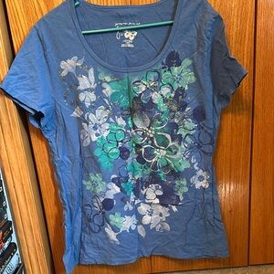 Just My Size Blue Graphic Fitted Tee